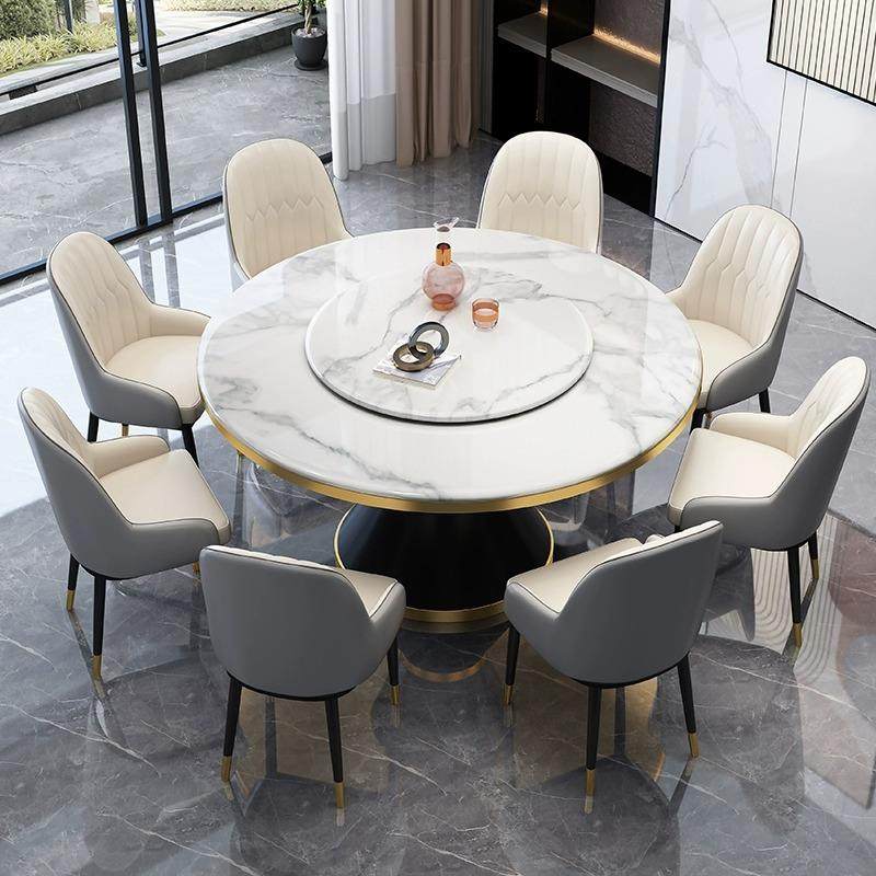 轻奢简岩板餐饭桌椅组合家小户无品牌/型圆桌现代约圆形用带转盘,商业/办公家具,餐桌椅系列,淘宝优惠券,粉丝福利购,淘宝优惠卷