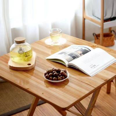 简易实木折叠桌宵子餐家用桌学摆习夜摊收折MMK手提桌杉木柏木耐