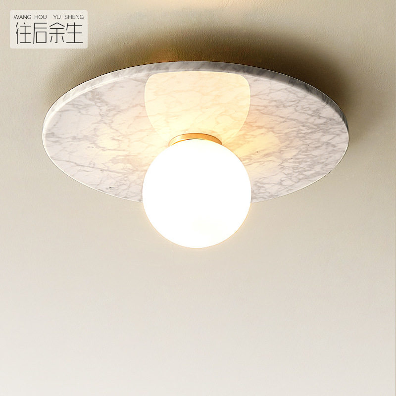 天然大理石 北欧别墅走廊吸顶灯 设计师民宿艺术创意个性过道灯具