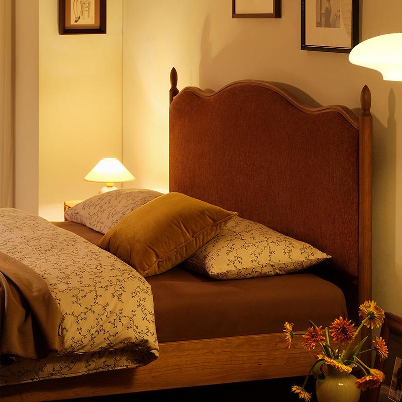 木诺樱/瑶夜床/复5古实木床桃木家具1.米床1BC2111.8米软星包主卧