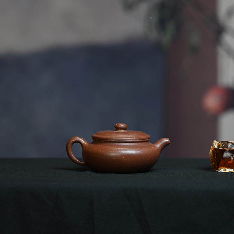 原矿泥景舟扁泡腹200m纯l无品牌/手工光素紫自用宜兴紫砂壶功夫茶