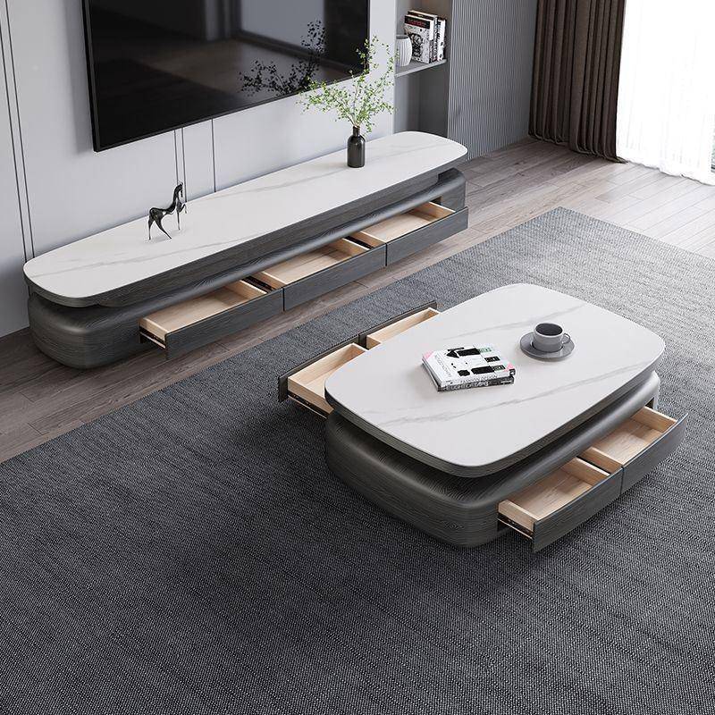 简椭圆形岩板约几电视茶柜组合客厅家用小户型极D065茶几茶几桌简
