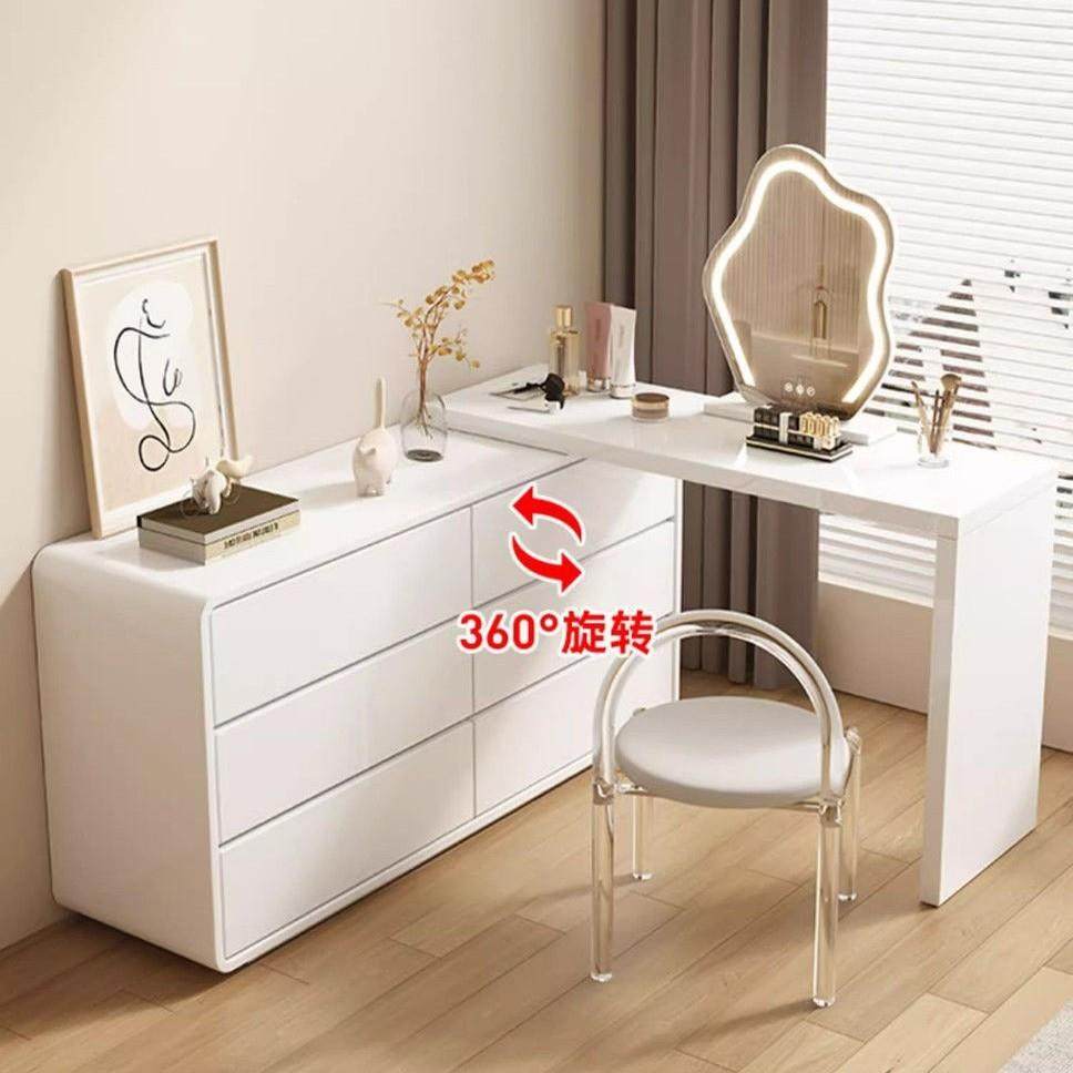 实简木烤漆348梳妆台约卧奶油风斗柜现代简约0c3m化妆台一体化妆