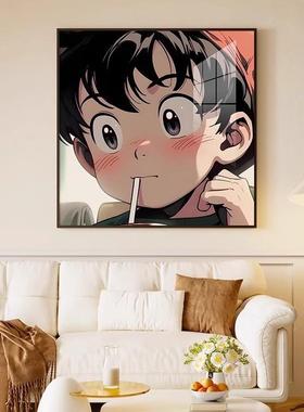 沙发景装饰19794画女孩卧室挂画奶油现代方形通卡床头背客厅挂画