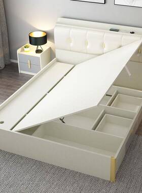 f压t床现代简约奢高箱轻储物床侧开609y小卧室榻榻收纳气双人床米