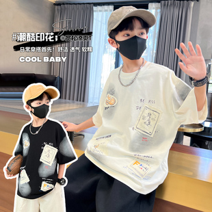 大童夏款 男童夏装 痞帅风上衣潮t 半袖 儿童夏季 短袖 T恤韩范2026新款