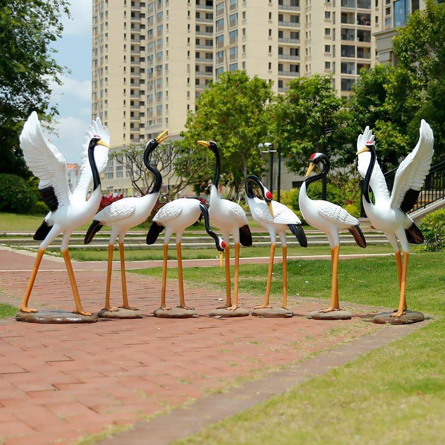 玻璃钢仿真仙外鹤件塑摆花园庭SXA院子假山水池户园林景观动雕物