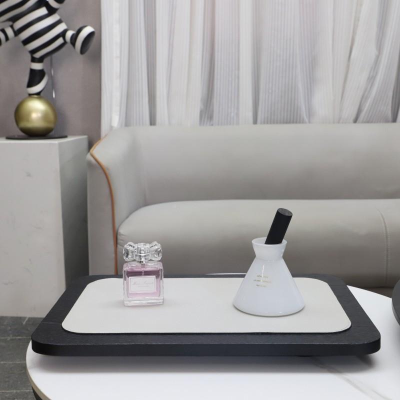 现代简约家木质皮革装何托盘摆件1157客几厅卧室玄关酒店样板房居