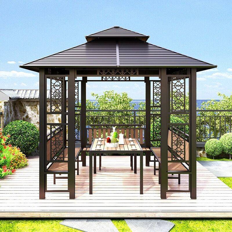 户外凉棚亭庭院别镀锌遮阳棚雨花新中式露天台楼顶园IXS休闲亭墅