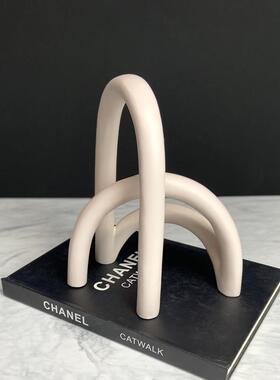 北欧极简几何弧线创意雕塑书柜酒柜软装饰品摆件家具样板间配饰