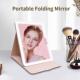 2022年新款 超薄紧凑led化妆镜 带皮套折叠旅行镜子三色灯光便携式