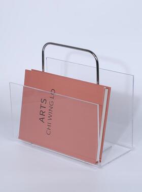 现代简约欧式亚克力手提书架杂志架摆件样板房售楼处书房软装饰品