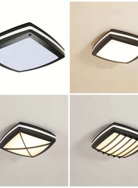 E27壁灯户外防潮壁灯LED防潮灯室外防水吸顶灯IP65方形阳台壁灯