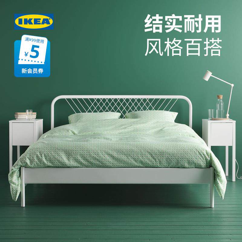 ikea宜家nesttun奈斯顿铁艺床铁床床架双人床加厚简约卧室出租房