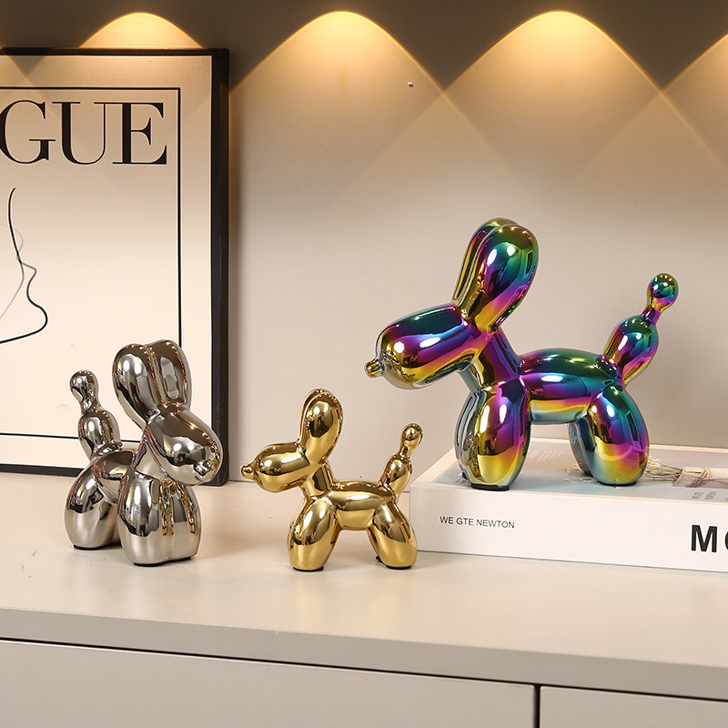 速发气球狗摆件轻奢风陶瓷玄镀工艺品创意家居电关客厅装饰品