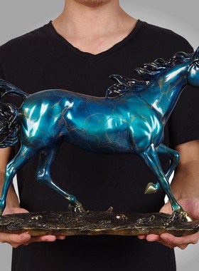 速发全铜马摆件十二生桌马招装中式家居财饰办公室老板肖开业礼品