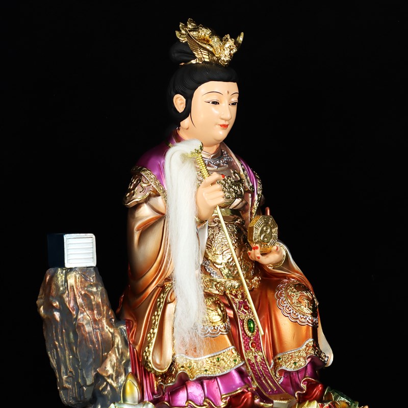 速发新款树脂九天玄坐山九天圣母娘娘彩绘玄母家用佛像摆件