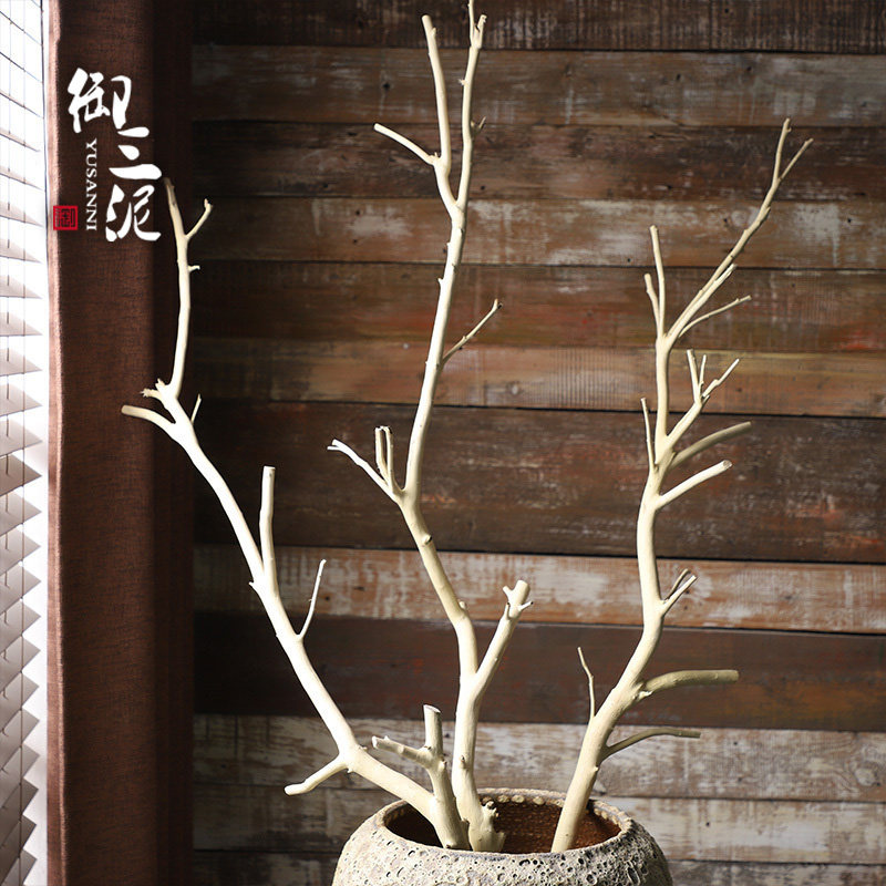 速发干树枝装饰物植干花白色真假树枝枯干客厅商场摆件原木色艺术