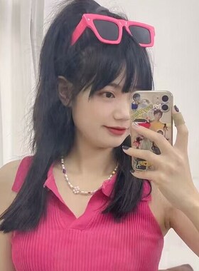 速发哈红色黑墨铆钉街头方形色镜显脸小遮嘻玫太潮