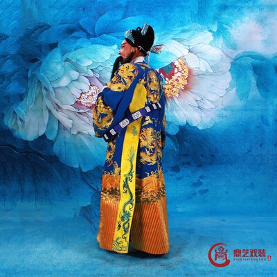 速发戏曲服装男蟒袍戏剧京剧越剧戏服丞相皇花脸老生勾金龙袍王爷