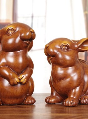 速发生爱兔子摆件对一十二可肖兔子创意存钱罐家居客厅办公装饰工