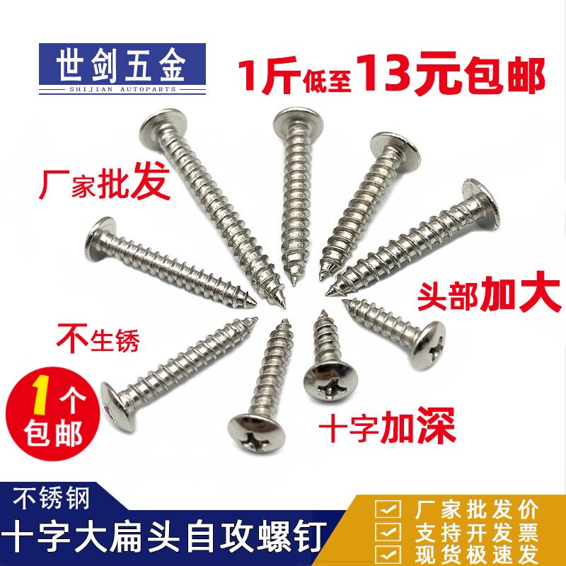 速发不锈钢十钉大扁头自攻螺丝大4M5毫米蘑菇头螺字伞头M帽大头罗