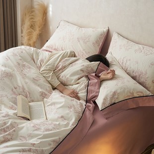 复古轻奢四件套双拼印花100家用宿舍三件套 速发2024新款