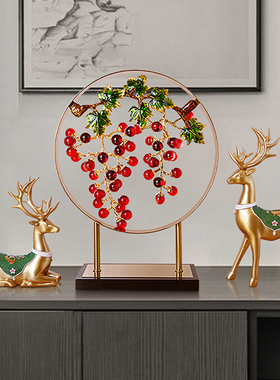 速发创意紫水晶葡萄玄关摆件柜厅酒柜电视客轻奢高档装财鹿家居招