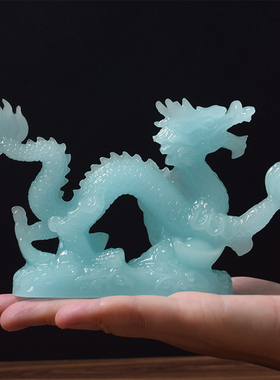 速发仿玉石生肖龙摆件公司办公室家乔青龙装饰工艺品摆设店铺开业