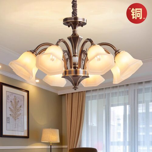 美式吸顶吊灯客厅灯全铜灯具