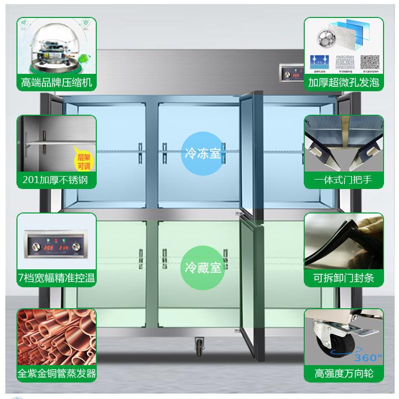 四大590门冰箱商用冷藏冷双温保鲜柜厨六房门双门容量立式冻冰柜