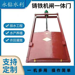 铸铁镶铜方闸门手动平板水渠灌溉闸门机闸一体式电动圆闸门