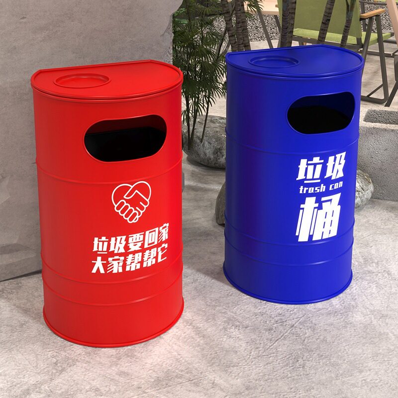 工业风复古大号油桶垃圾桶