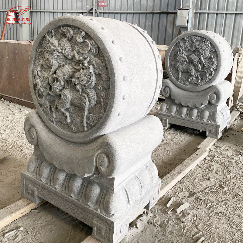 福建石雕门墩抱鼓石庭院门口大理石青石抱鼓石鼓门当装饰摆件