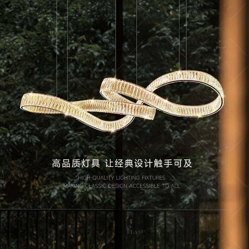 意式轻奢水晶飘带餐厅设计师吊灯