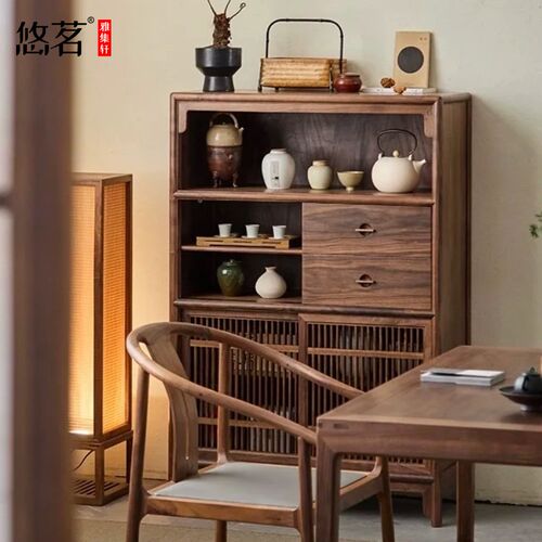 新中式茶叶柜家用茶室简约现代y茶叶架子柜办公室收纳柜多层置物