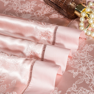 欧式 真丝床上f用品四件套结婚礼六件套丝绸高档婚庆床品桑蚕丝被