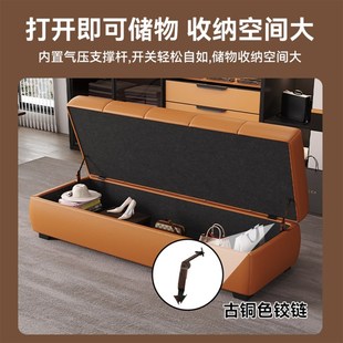 轻奢储物床尾凳意式衣帽间沙发凳极简收纳试换鞋凳休X息长条凳脚
