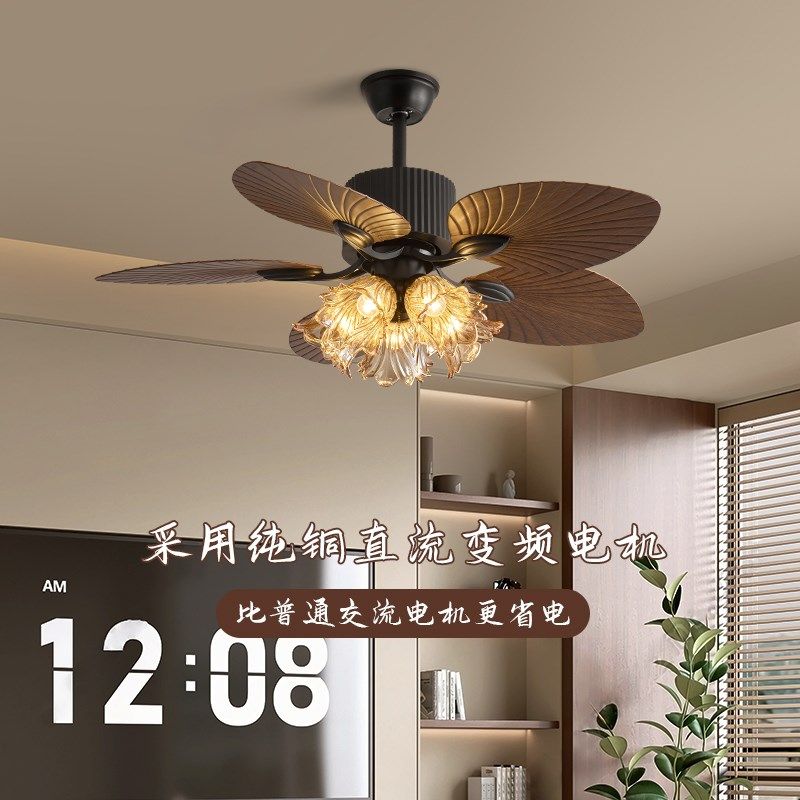 东南亚美式复古风扇灯吊扇一体吊扇灯家用客厅Q大尺寸风扇中古吊