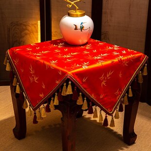 客厅边柜盖布高档新中式茶几垫布床头F柜小角几装饰布方形桌布盖