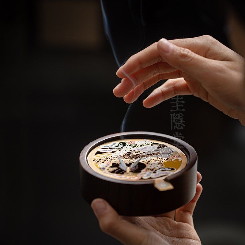 圭隐堂黑檀木檀香盘香炉珐琅彩香C熏炉家用室内功夫茶道香炉摆件,餐饮具,茶道/香炉,淘宝优惠券,粉丝福利购,淘宝优惠卷