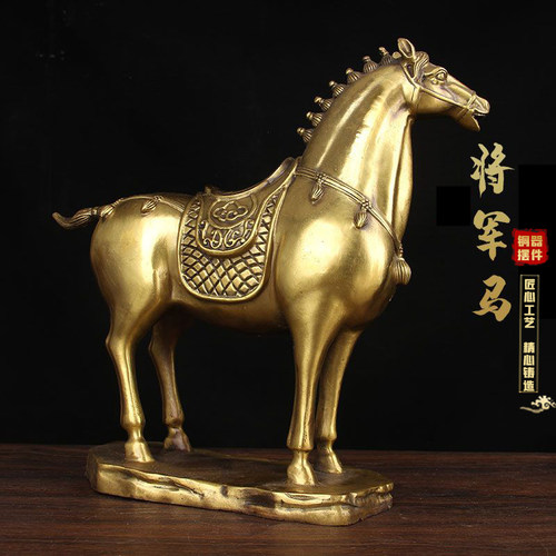 铜唐马摆件 铜汗血宝马摆件 有底铜马摆Q件 铜将军马摆件