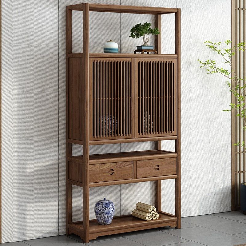 新中式博古架立柜书架格子茶叶柜展示柜H茶边柜高柜实木榆木胡桃,住宅家具,多宝格/博古架,淘宝优惠券,粉丝福利购,淘宝优惠卷
