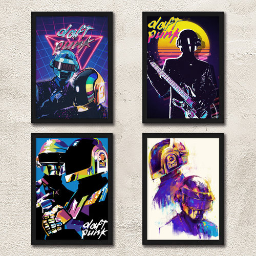 Daft Punk 摇滚装饰画海A报 蠢朋克乐队酒吧琴行家居艺术照片墙