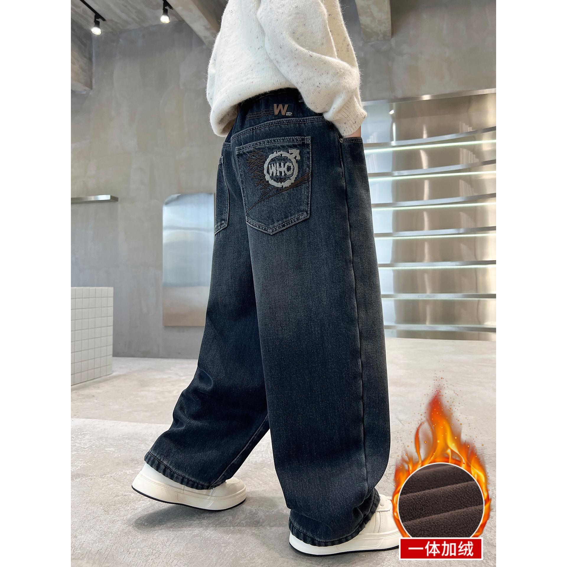 儿童装男加绒裤子冬2025新