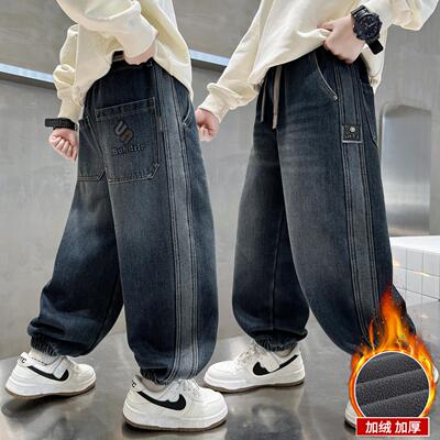 男童秋冬款裤子加绒厚2025