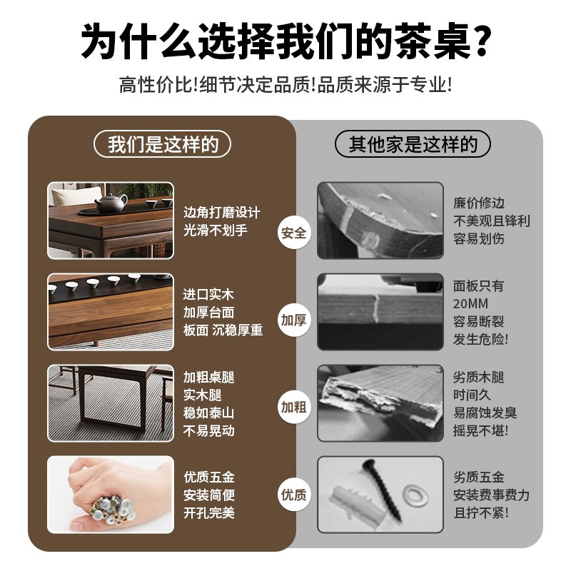 新中式创意功夫阳台茶桌椅组合小户E型家用小茶台实木茶几客厅家