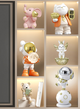 客厅玄关电视柜酒柜装饰品太空人太空人小摆N件轻奢高档儿童房家