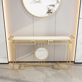 轻奢新中式 大理石玄关桌入户正z对门靠墙玄关台客厅条案供桌端景