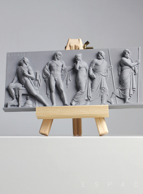 北欧简约复古希腊立体浮t雕画家居玄关酒柜装饰桌面纯手工艺品摆